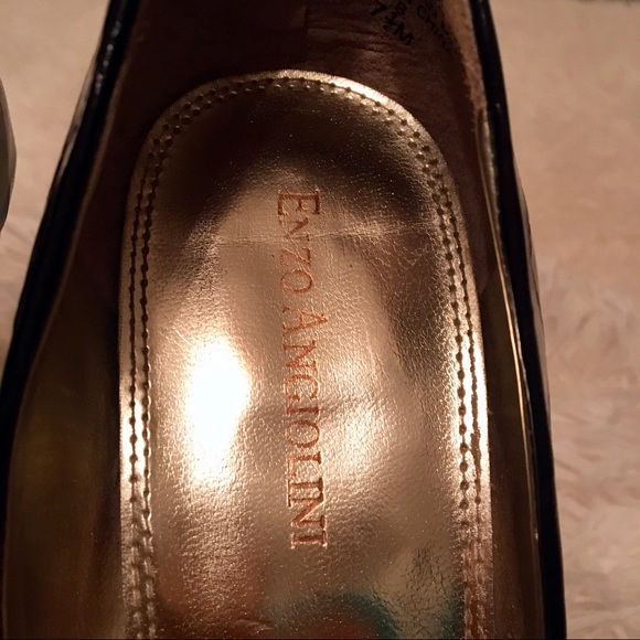 Enzo Angiolini Black Patent Leather Peep Toe Heels - Picture 4 of 6